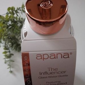 Apana Yoga 24oz glass water bottle with sleeve